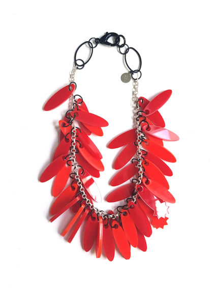 monochrome red plexiglas necklace