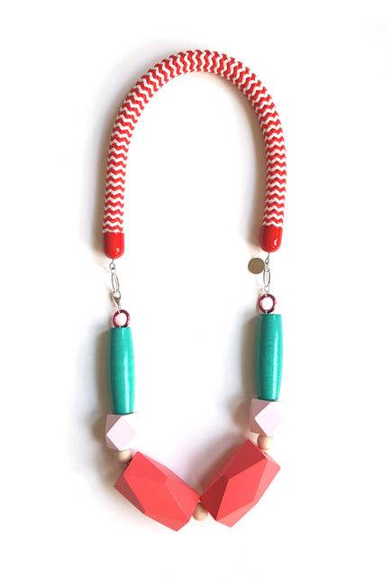 bold statement red rope necklace by Pop-a-porter